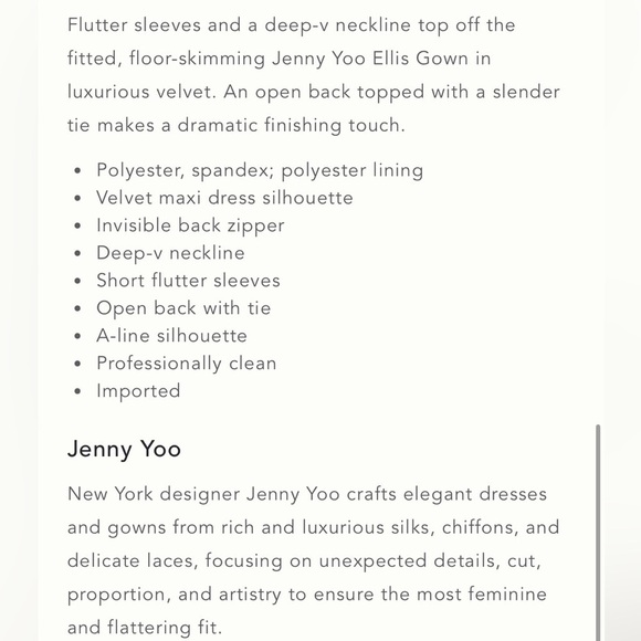 Anthropologie NWT Jenny Woo emerald flutter velvet gown *shop@iamwarrior - Picture 7 of 8